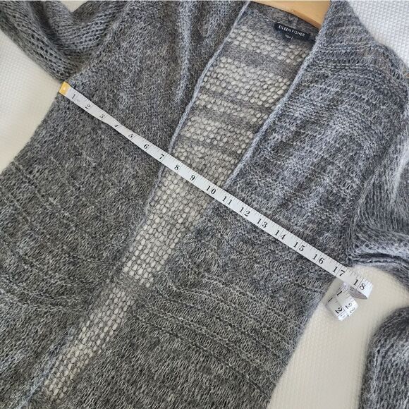 Eileen fisher alpaca and wool blend open front loose knit tunic style cardigan - Picture 6 of 9